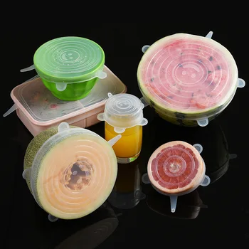 

6pcs Silicone Caps Stretch Lids Universal Lid Silicone Bowl Pot Lid Silicone Cover Pan Cooking Food Fresh Cover Microwave Cover