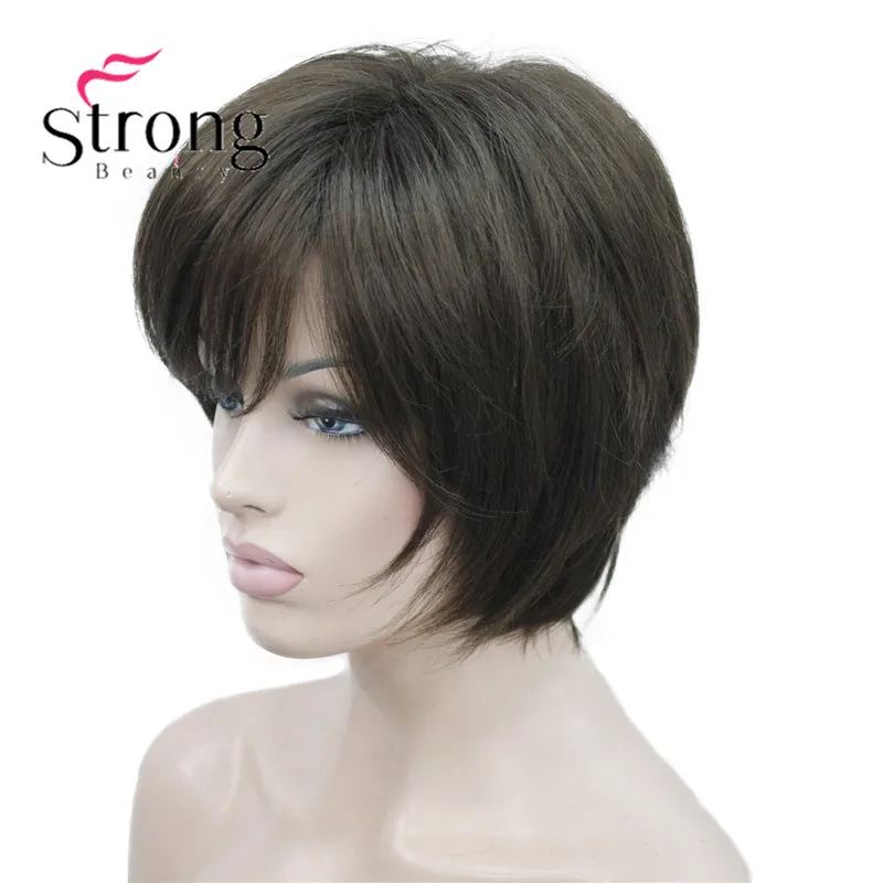 5969 #6 new charming Dark Chocolate women's short straight wig (5)