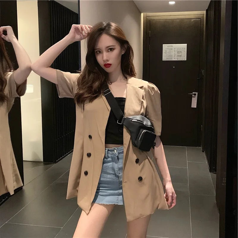 Талия обнимает похудение двубортный костюм с v-образным вырезом платье кардиган пальто
