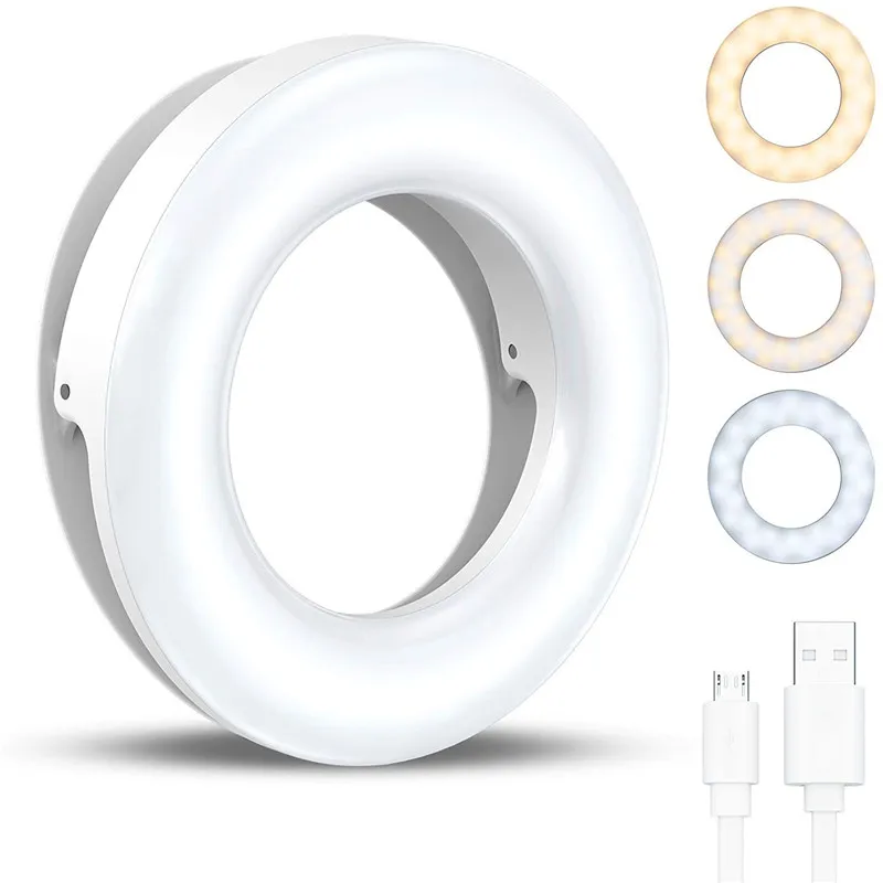 PortableLEDClipRingLight40LEDSelfieLamp3200K6500KUSBCharge