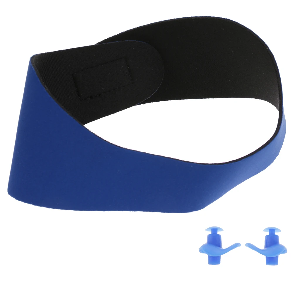 2 Pcs Waterproof Swim Headband Ear Band Protecter with Swimming Earplugs Swimming Caps