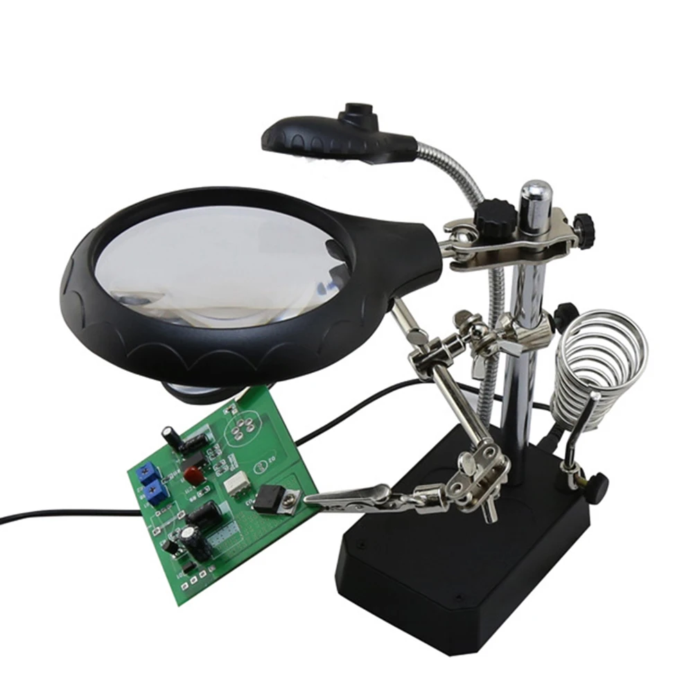 Welding magnifying glass 5 LED Light Auxiliary Clip loupe Magnifier 3