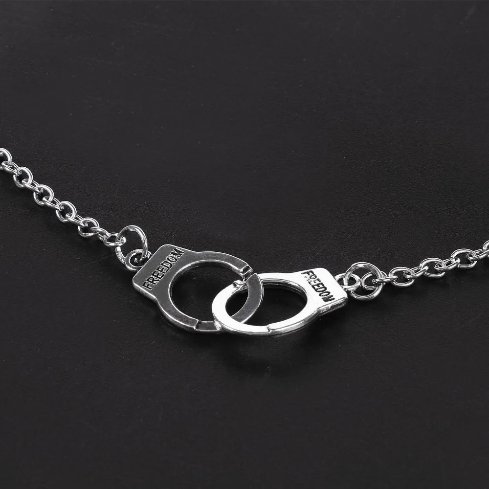 Серебряная цепочка с подвеска в виде наручников, ожерелье для женщин, девушек, свадебные украшения, аксессуары