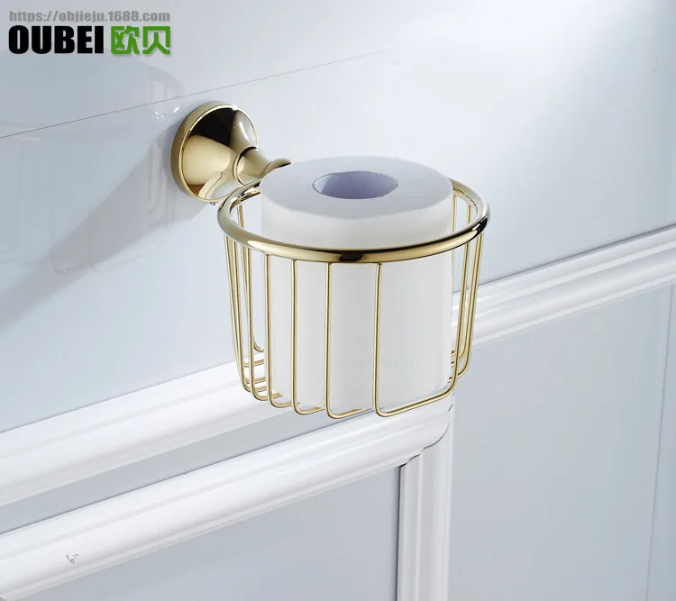 John Obey Ware Toilet Wall Hangers Brass Pendant Gold-Plated Bathroom Hook Unit Kitchen Hardware Tissue Holder zhi jin lou