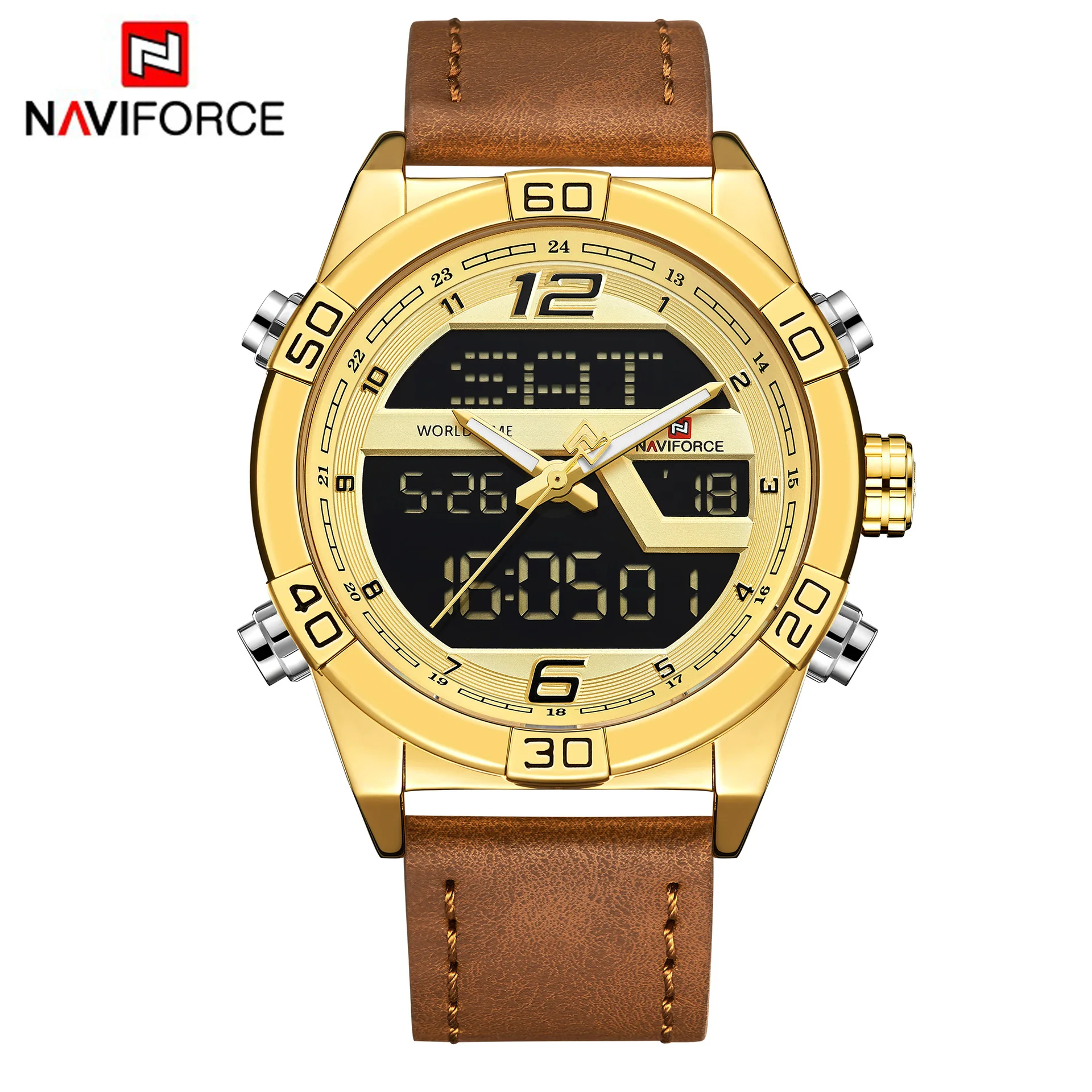 

Naviforce Xiang 9128 Hot Sales Sports Students Watch Waterproof Dual Display Movement Multi-functional MEN'S Watch