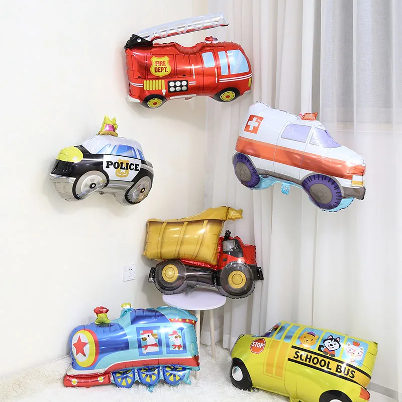 Cartoon Car Balloons Fire Truck Train Foil Balloon Plane Ambulance Globos Children Gifts Balls Birthday Party Decorations | Дом и сад