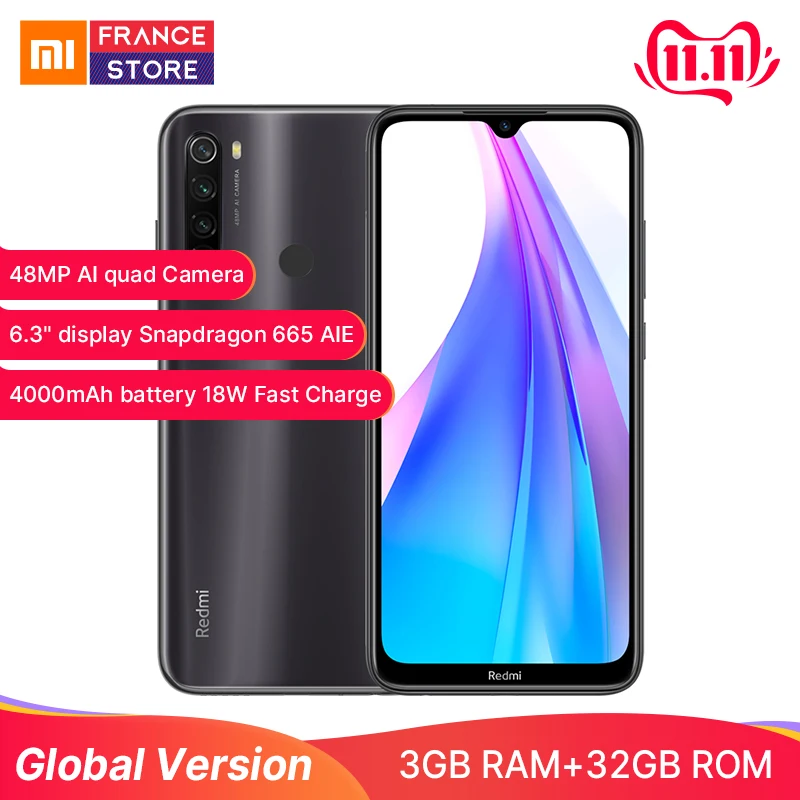 Global Version Redmi Note 8T 3G 32G Smartphone NFC 18W Fast Charge 48MP Quad Camera Snapdragon 665 4000mAh Smartphone Android