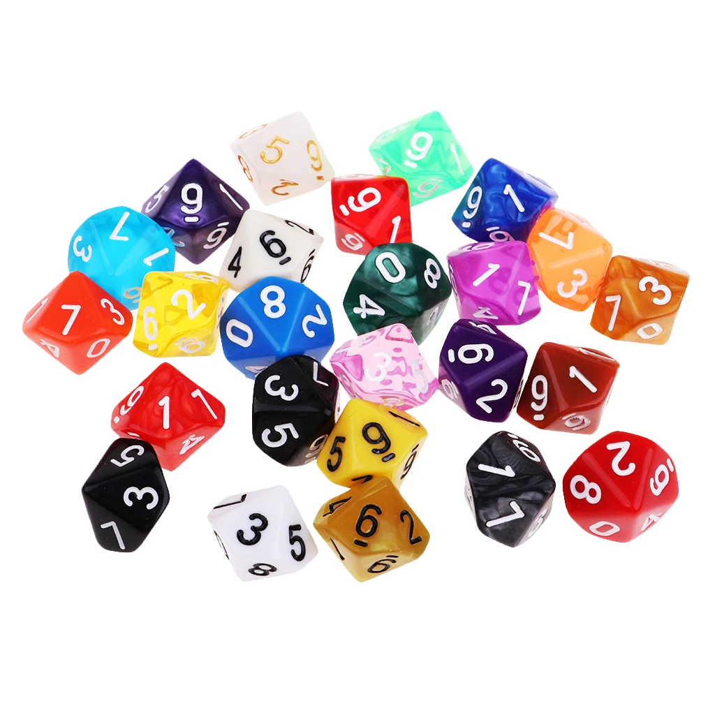 25x 16mm Multisided D10 Dice Digital for TRPG MTG DND Roleplay Accs Fun Toys