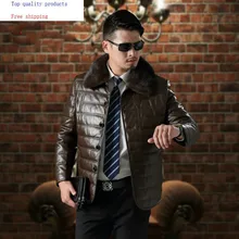 AYUSNUE натуральная кожа куртка мужская осень зима овчина вниз пальто норка меховой воротник натуральная кожа куртки T2 KJ3007