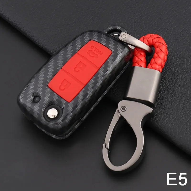 E Carbon Red Чехол для ключей из углеродного волокна для Nissan micra leaf x trail t31 для nissan qashqai аксессуары micra k12 primera p12 tiida - Название цвета: E Carbon Red