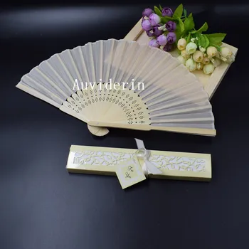 

[Auviderin] 40pcs Wedding Silk Hand Fan Personalized Cloth Fan +Customalized Text Logo for Promotion Gift