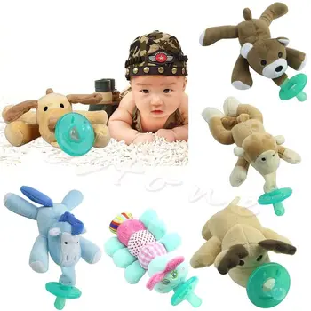

Newborn Infant Baby Soothie Boy Girl Silicone Pacifiers Cuddly Plush Animal Pets 1PC