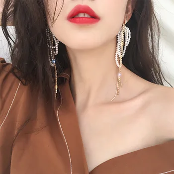 

Multilayer Pearl Earring S925 Silver Needle Europe And America Exaggeration-Style Earrings INS Online Celebrity Celebrity Style