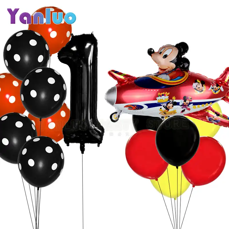 Globos De Latex Con Diseno De Mickey Mouse Para Fiestas Decoracion De Globos De Helio Con Lunares Para Baby Shower 1 Ano Globos Y Accesorios Aliexpress