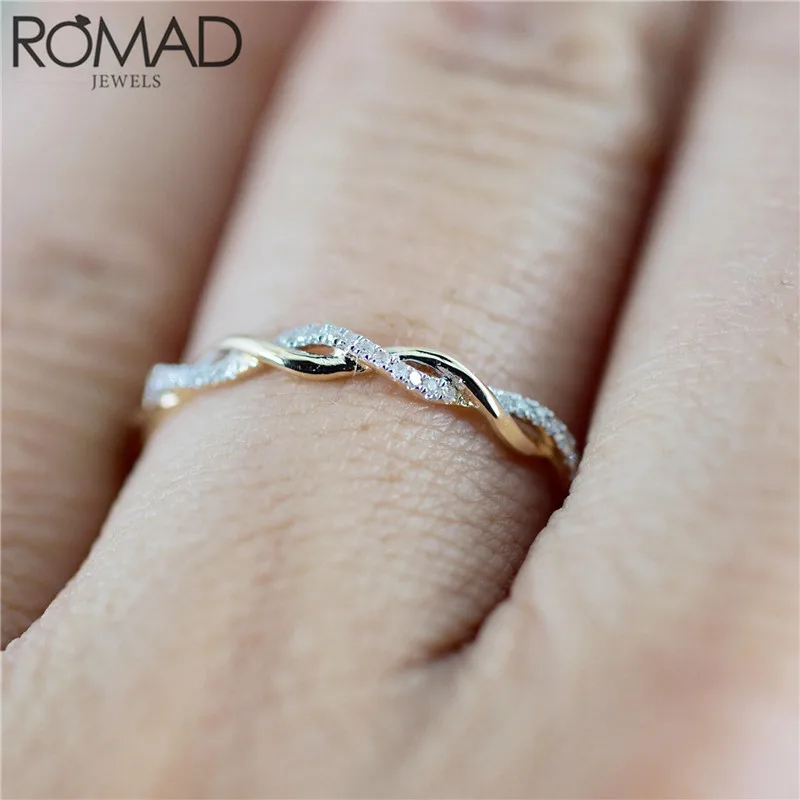 ROMAD Twist классические кольца с фианитом обручальные для женщин подарок роскошные