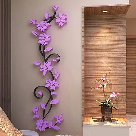 Домашний декор для гостиной 3D цветок Съемный Настенный стикер творчества