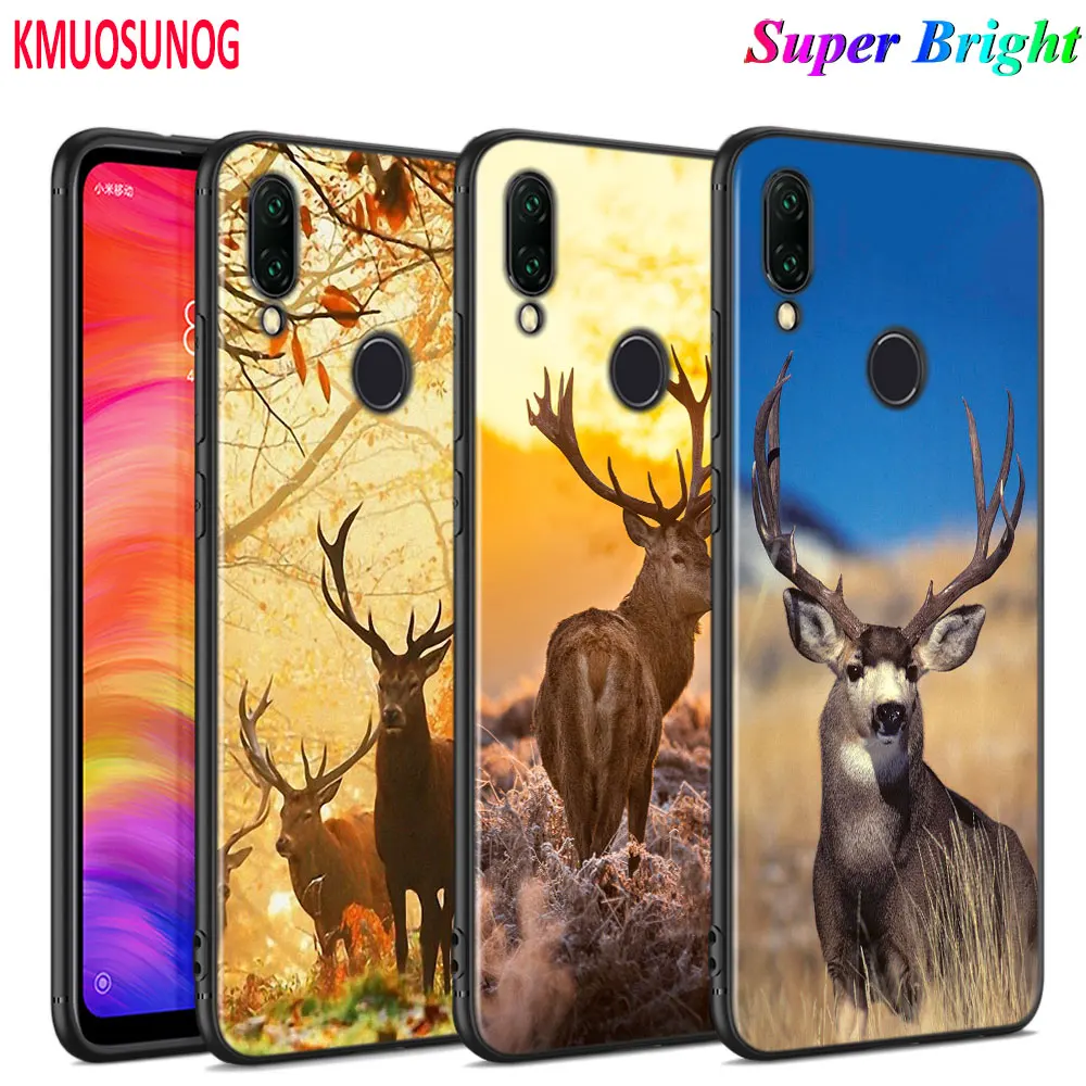 

Black Silicone Cover Cute Deer Animal for Xiaomi Redmi Note 8 7 6 5 4X 4 K20 Pro 7A 6A 6 S2 5A Plus Phone Case