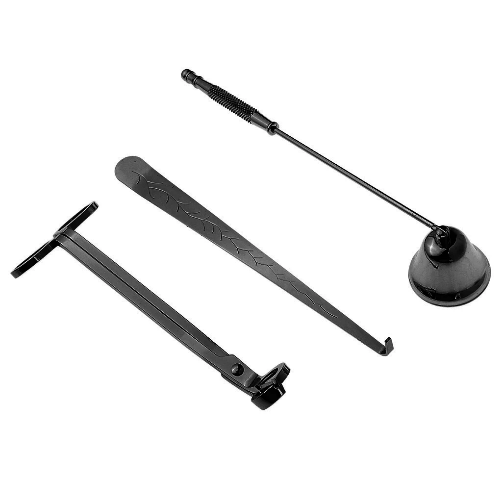 3pcs/set Black Stainless Steel Candle Snuffer Wick Dipper Oil Lamp Trimmer Cutter Extinguish Candles Home Accessories Tool