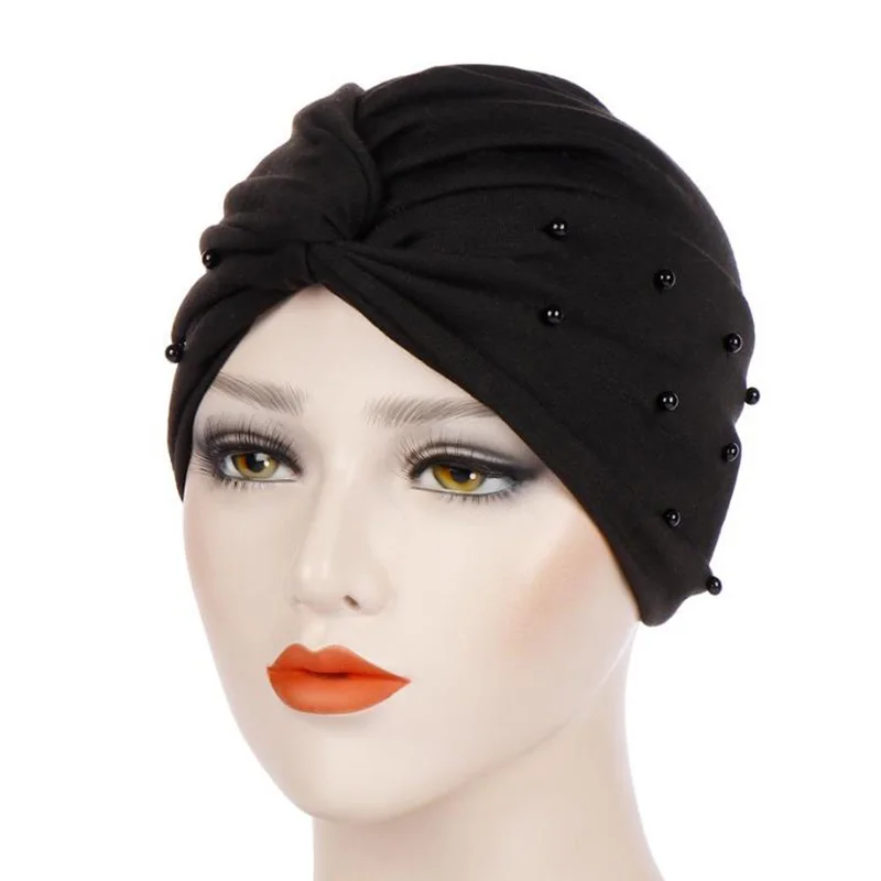 Удобные Для женщин Бисер Индия шляпа мусульманских рюшами Рак шапка Хемо шелковый шарф Тюрбан Обёрточная бумага Кепки головные уборы для Для женщин touca - Цвет: as picture