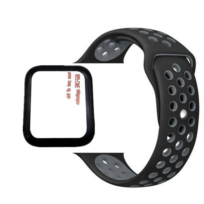 Strap and shell 9 3D HD чехол из закаленного стекла для Apple Watch Series 4 44 мм Защитная пленка для экрана для Apple Watch ремешок 42 мм для IWO12 IWO11 8 - Цвет: Strap and shell 9