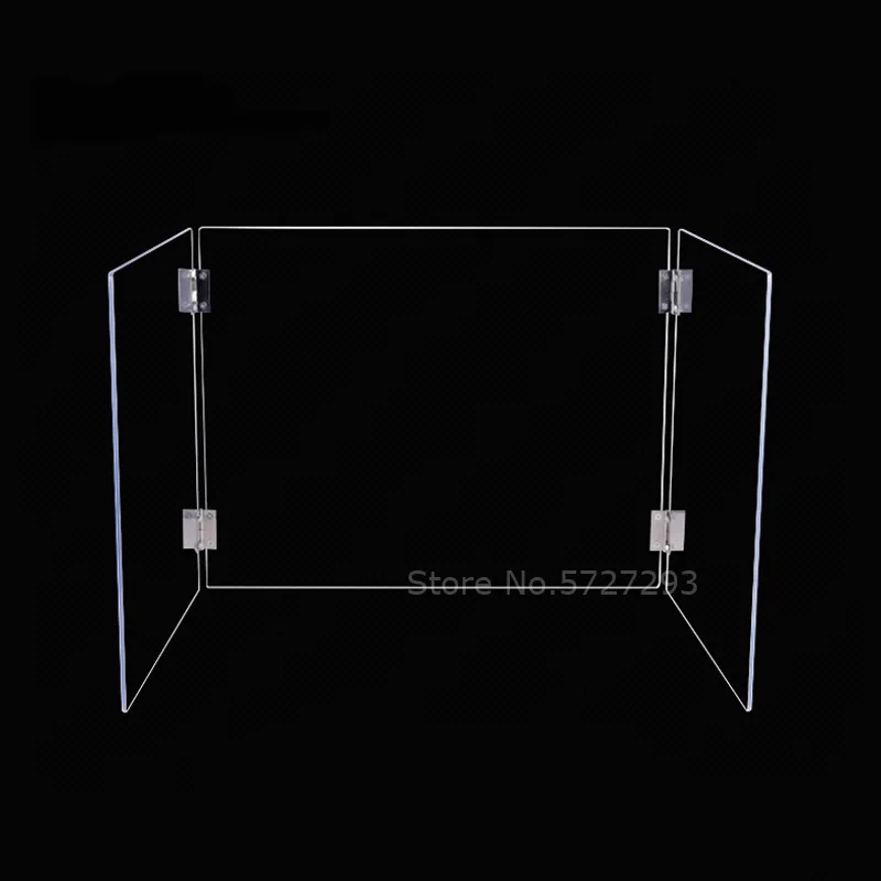 

Folding hinged transparent acrylic barrier sneeze guard protection safety counter For retail display school classroom