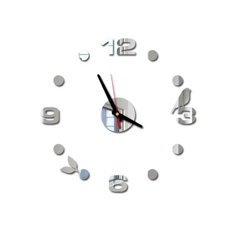 Silver Reloj de pared настенные часы 3D сделай сам римские цифры акриловая зеркальная настенная наклейка часы домашний декор настенные наклейки декор saat 661GZ10 - Цвет: Silver