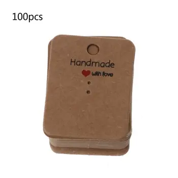 

100Pcs Handmade Kraft Paper Blank Tags Earrings Necklace Display Cards Package N1HE
