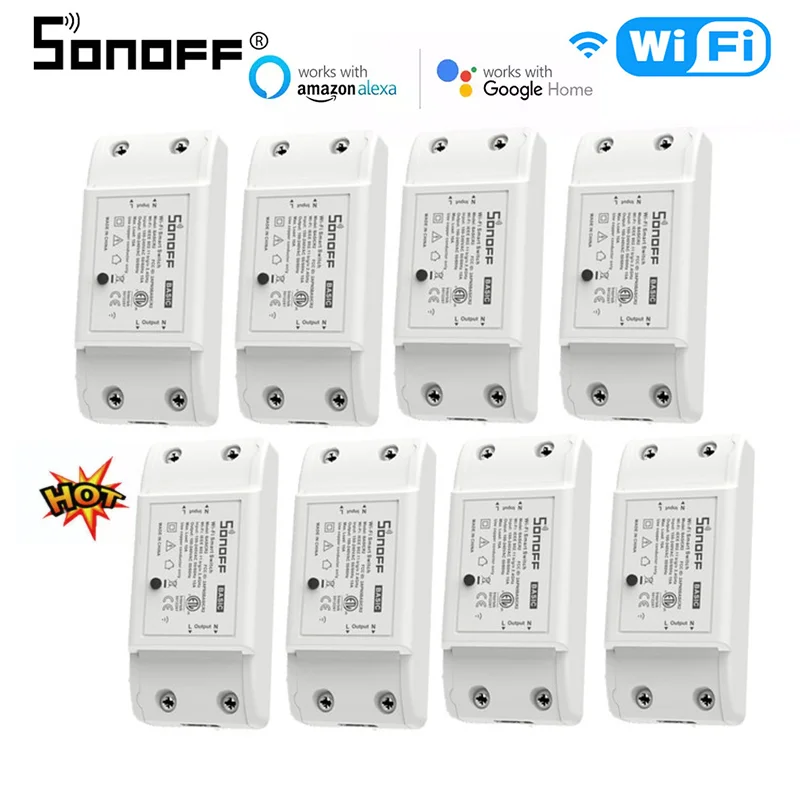 Sonoff-enchufe inteligente R2 para el hogar, Módulo de Control Remoto básico con temporizador, WiFi, para Alexa, Google Home, aplicación eWelink, 1/10/30 Uds.
