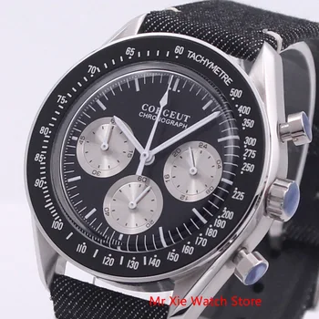 

Corgeut 40mm Men Watch Top Brand Luxury Men's Military Sports Clock Chronograph Multifunction VK Quartz Wristwatch Leather Strap