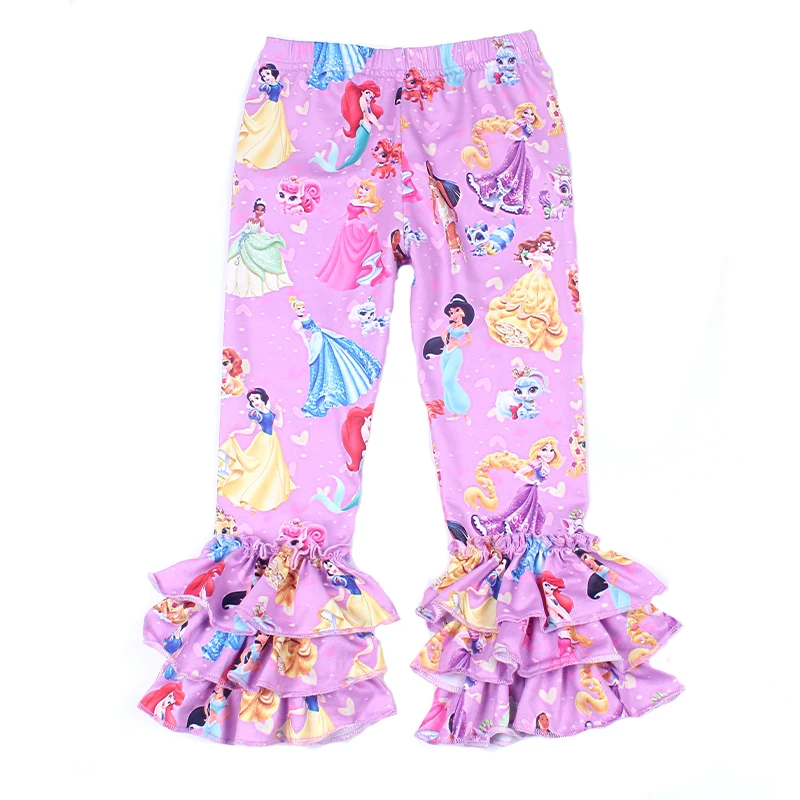 Princess Girls Ruffle Pants Toddler Girls Bell Bottoms Flared Triple Ruffle Leggings Girls Sping Clothes