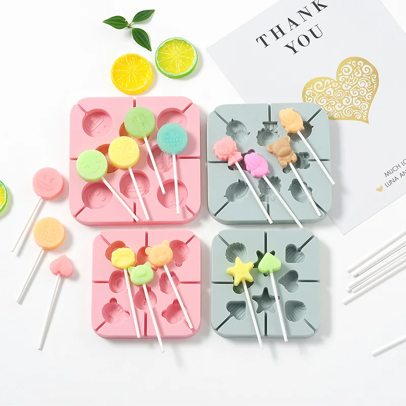 Handmade Lollipop Silicone Mold with Lid Cube Ice Cream Candy Popsicle Jelly Chocolate Kitchen Gadget Fondant Dessert Tray | Дом и сад