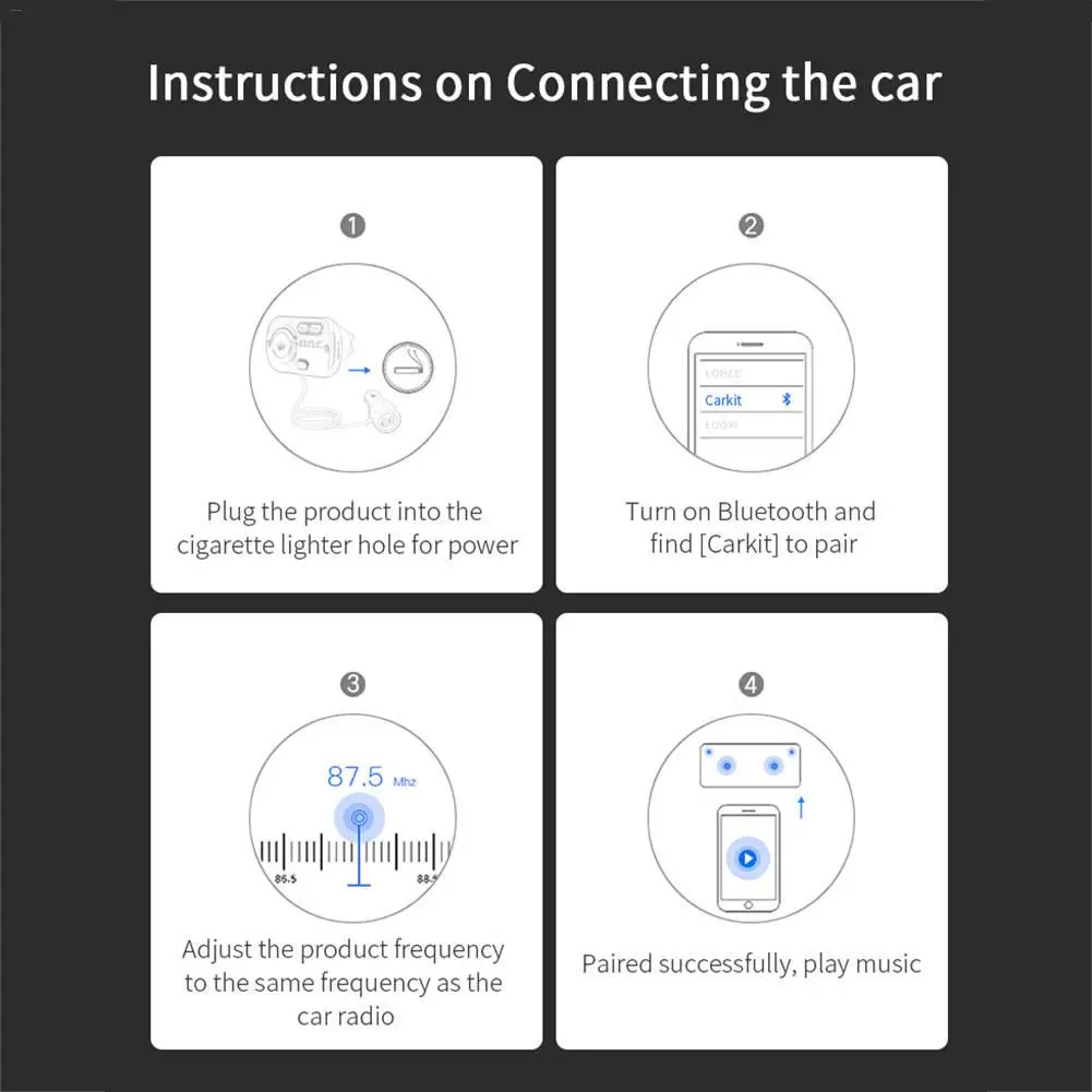 Bluetooth 5,0 автомобильный fm-передатчик аудио адаптер и громкой связи беспроводной Bluetooth радио передатчик MP3 автомобильное зарядное устройство