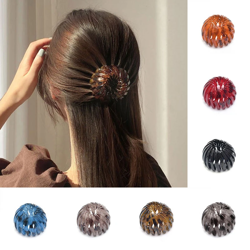 Fashion Bird Nest Ball Head Hairpins Horsetail Buckle Hair Clip Female Plastic Resin Ponytail Holder Hair Claw Hair Accessories goody hair clips