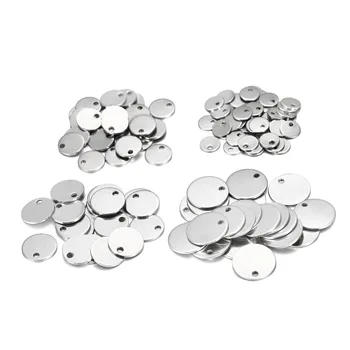 

6-30mm 20/50pcs/lot Stainless Steel Disc Hole Round Charms Blank Dog Tag Pendants For DIY Jewelry Making Findings Supplies