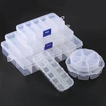 

12 sizes Plastic Storage Jewelry Box Compartment Adjustable Container earring box jewelry rectangle Box Case for Jewelry display
