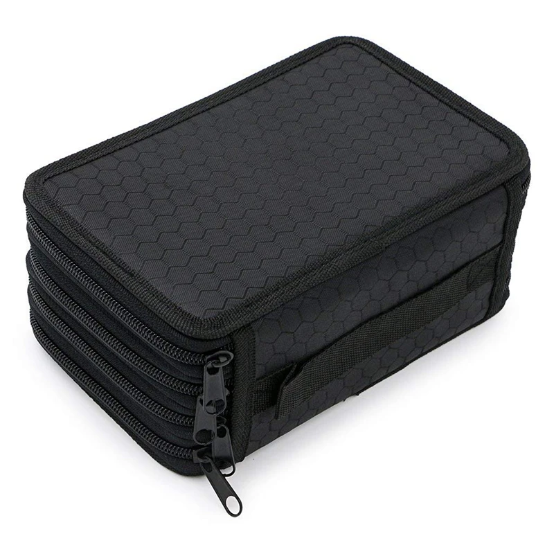 

2Pcs 72 Holes 4 Layers Pencil Case for School Student Oxford Bag Marker Storage Colored Pencils Pen School Supplies Pink & Black