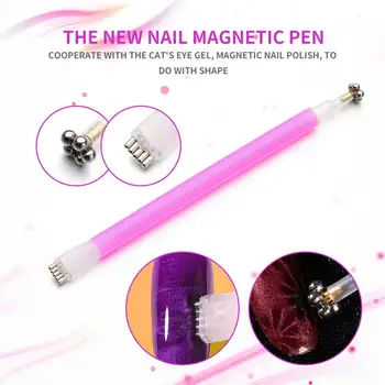 

Nail Art Double Head Eye Magnetic Pen DIY 3D Polish UV Gel Manicure Tool Strip Effect Strong Magnetic One Line Pen Tools