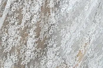 

150cm x 300cm off white eyelash embrioded lace fabric high quality lace wedding dress craft material