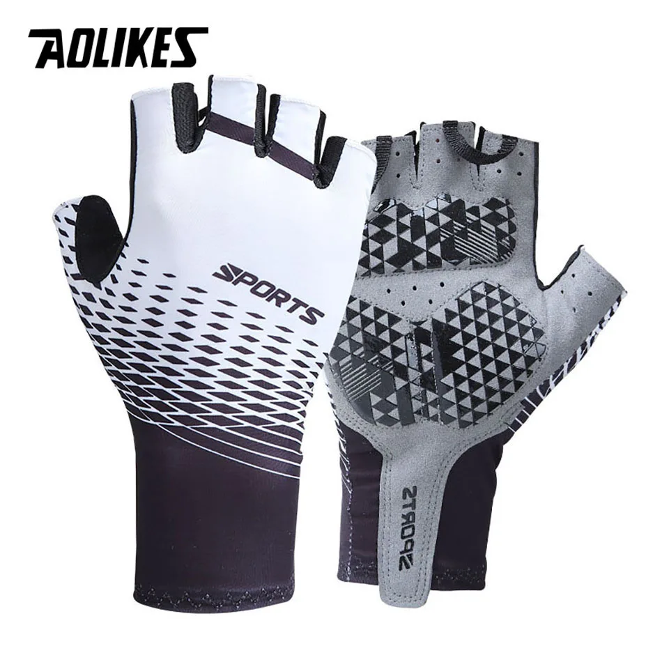 AOLIKES-guantes de ciclismo a prueba de golpes, manoplas de Ciclismo de medio dedo, transpirables y suaves, antideslizantes, para ciclismo de montaña o carretera