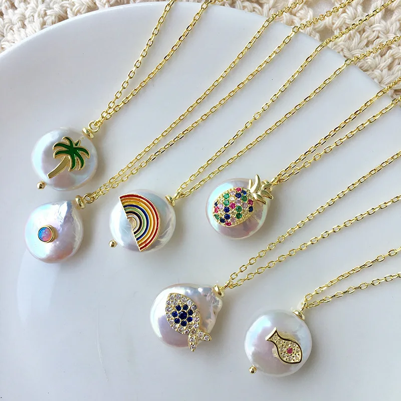 

Sterling 925 Pearl Pendant Women Necklace New Arrival Baroco Style Luxury Gold Color Brand Crystal and Pearl Necklace Drop Ship