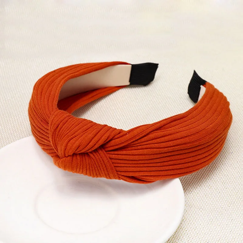orange 12 шт. корейские однотонные трикотажные повязки топ узел повязки для волос женские аксессуары для волос напрямую с фабрики Девушки Зимняя повязка - Цвет: orange