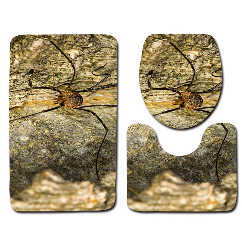 Zeegle Bath Mat Set 3D Printed Spider Bathroom Carpet Absorbent Toilet Pedestal Foot Rug Anti Slip Toilet Seat Cover Toilet Set