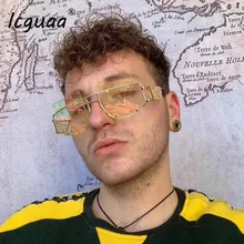 Новые зеркальные Мужские Квадратные Солнцезащитные очки женские негабаритные сплав заклепки мужские тени очки Роскошный бренд тренд уникальные очки UV400