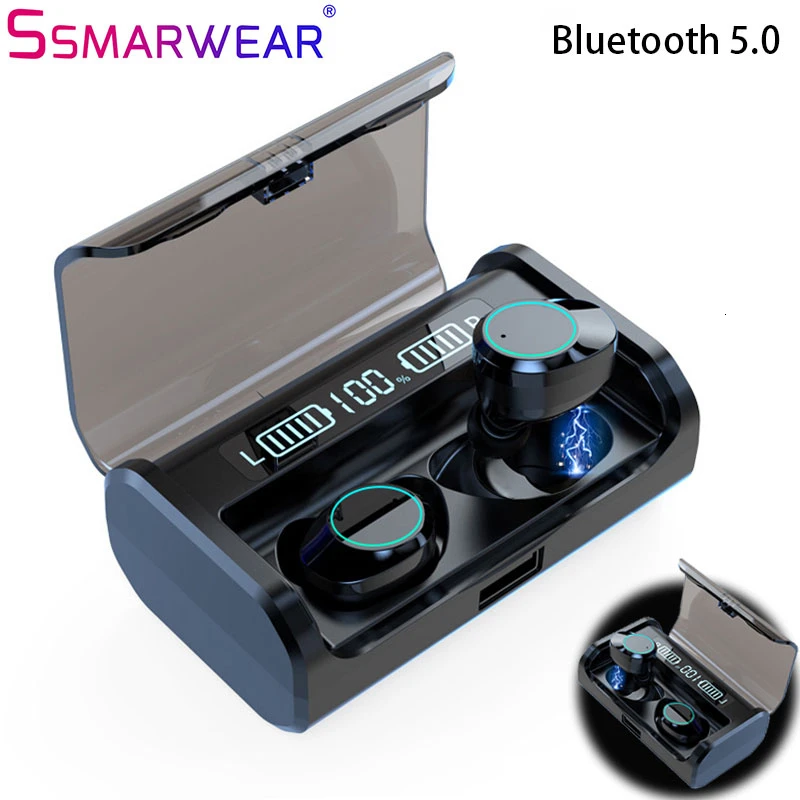 HiFi звук TWS Bluetooth 5,0 наушники бинауральные вызов сенсорный контроль спортивные стерео наушники гарнитура с 4000ма Зарядка для телефона