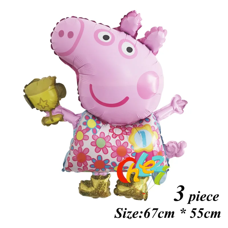 9 шт. PEPPAPIG воздушные шары из фольги с изображением Джорджа, украшения для дня рождения, Детские воздушные гелиевые шары - Цвет: modelling1-3pcs