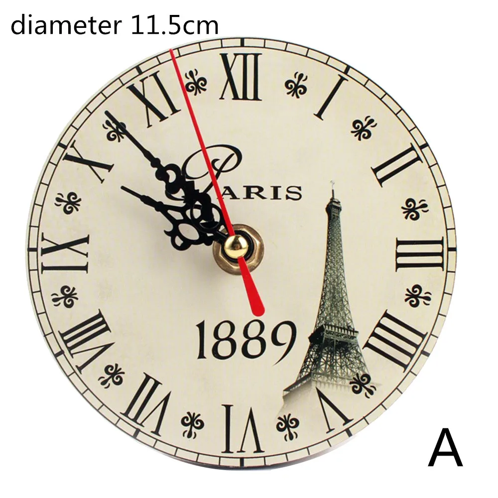A diameter 11.5cm 1 шт., винтажные деревянные настенные часы, современный дизайн, античный стиль, для дома, гостиной, офиса, кухни, настенные 11,5 см/30 см - Цвет: A diameter 11.5cm