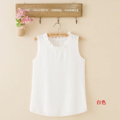 womens shirts 21 Colors 2020 Summer Fashion Vest Blusas Casual Loose Sleeveless Ladies Tops Shirt  FOLD Solid Ruffle Chiffon Blouse Women V886 plus size blouses