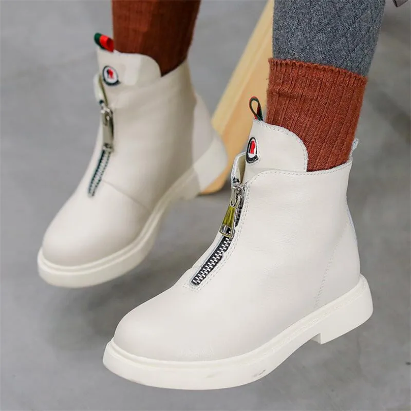 

Girls boots 2019 autumn and winter new children's snow boots boots plus velvet warm cotton shoes non-slip boys Martin boots zip