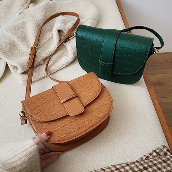 

Stone Pattern U Leather Crossbody Bags For Women Lock Designer Shoulder Fashion Messenger Bag Travel Handbags