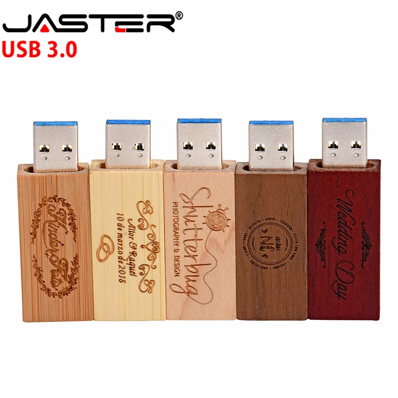 JASTER Высокоскоростной USB 3,0 Пользовательский логотип Деревянная Карта памяти usb флэш-накопитель 4 ГБ 8 ГБ 16 ГБ 32 ГБ U диск свадебный подарок